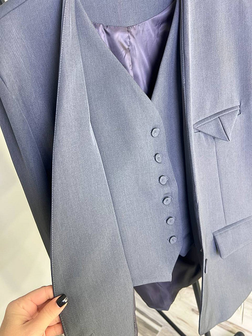 Пиджак женский Qidian 9329 двойка имитация жилетки оверсайз свободный широкий крой one size, серый, one size Киев - изображение 14