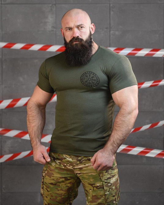 Тактическая потоотводящая футболка SABUR РУНЫ ОЛИВА  ВТ6563 Одесса - изображение 9