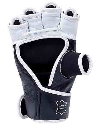 Рукавички для ММА змішаних єдиноборств рукопашного бою чорні натуральна шкіра V`Noks Aria White розмір L/XL Київ