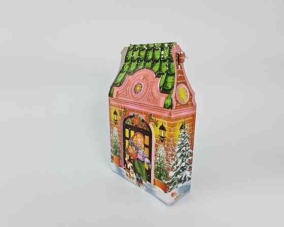 Святкове паковання для новорічних подарунків (700 грм) No239с "Новорічний будинок" (1 шт.) Харків