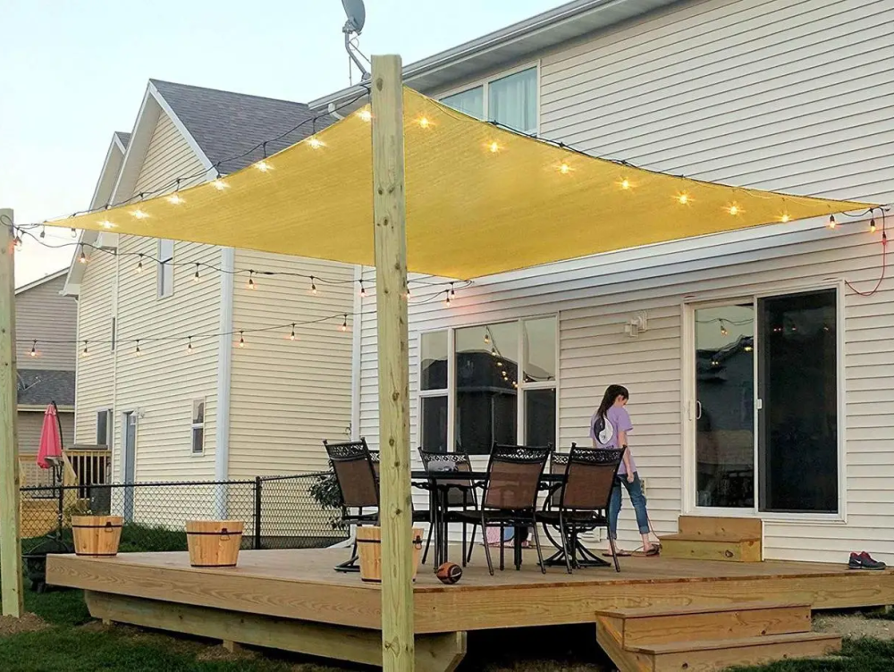 Тент навіс затінюючий прямокутний 4х8м сітка (Бежевий) Вінниця - фото 8