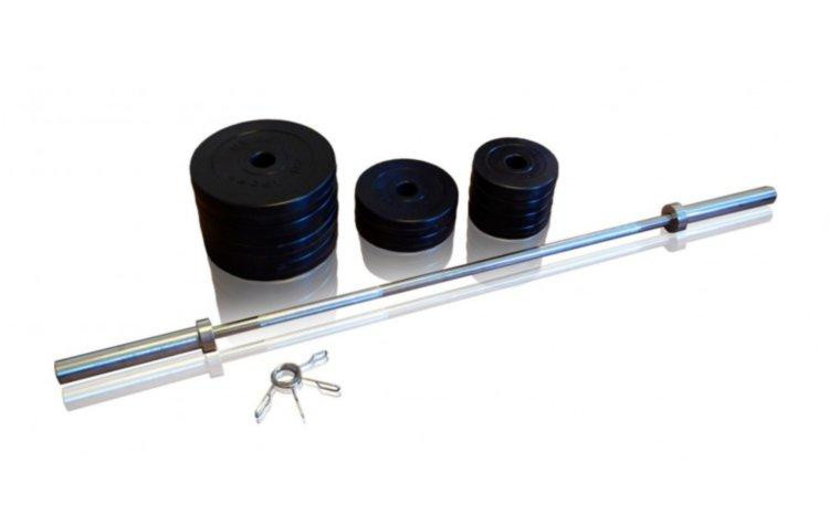 Штанга олімпійська на 75 кг Гантелі, гирі, штанги і диски з пластиковим покриттям Київ - фото 1