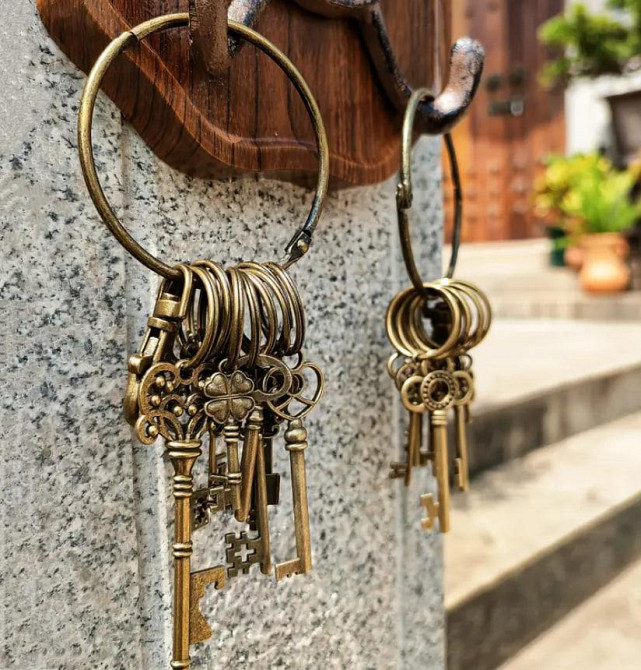 Вінтажна підвіска-брелок «Зв’язка з 10 ключів» | Бронзовий декоративний аксесуар, довжина 19 см Київ - фото 2