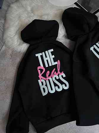 Парні теплі худі для закоханих з написом на спині тринитка на флісі Одеса