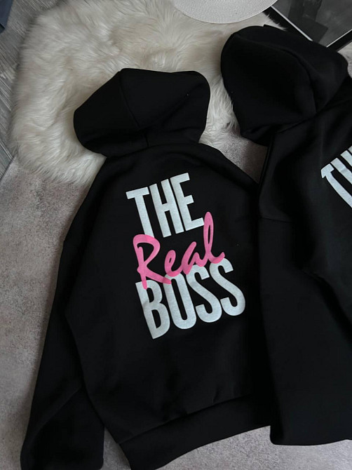 Парні теплі худі для закоханих з написом на спині тринитка на флісі Одеса - фото 4