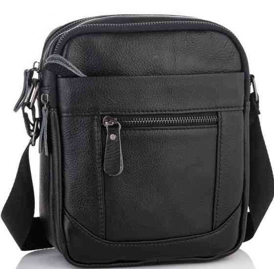 Мужская сумка-борсетка Tiding Bag (18 х 21 х 7 см) сумка планшетка через плечо из натуральной кожи Черный Киев