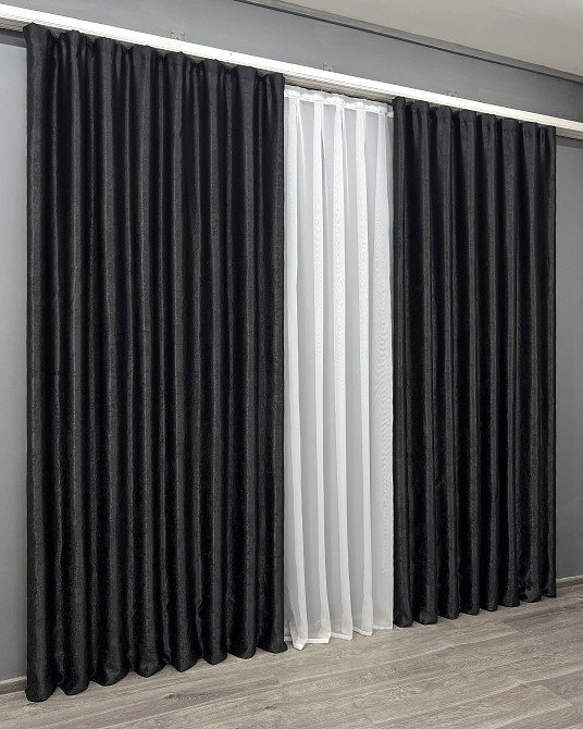 Комплект готових штор VR-Textil Софт № 2024ш Антрацит 200х270 см 2шт (32-423) Київ - фото 4
