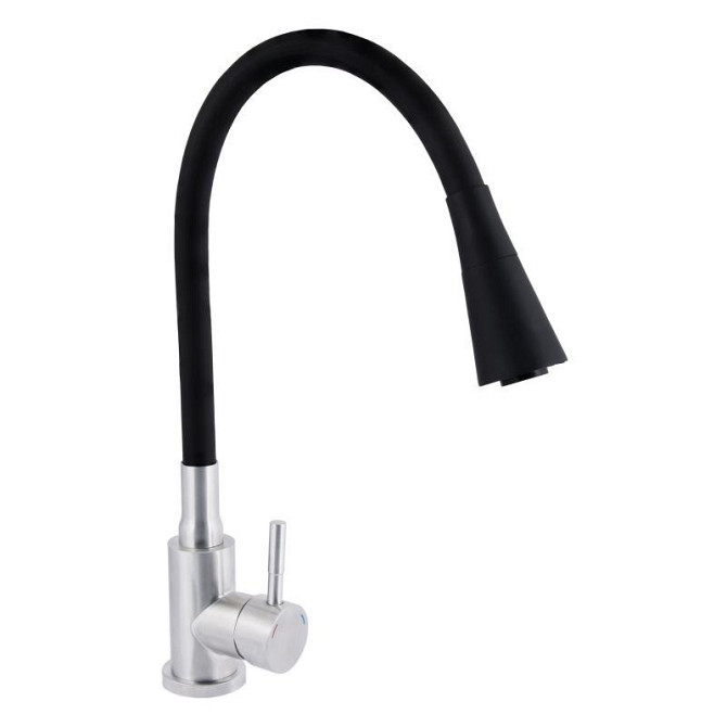 Змішувач для кухні Lidz Aria 015F31 з гнучким виливом LDARI015F31BNK31872 Nickel/Black Харків - фото 1