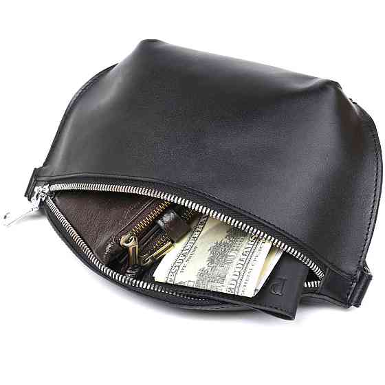 Кожаная универсальная женская бананка Shvigel 16383 Черный Киев