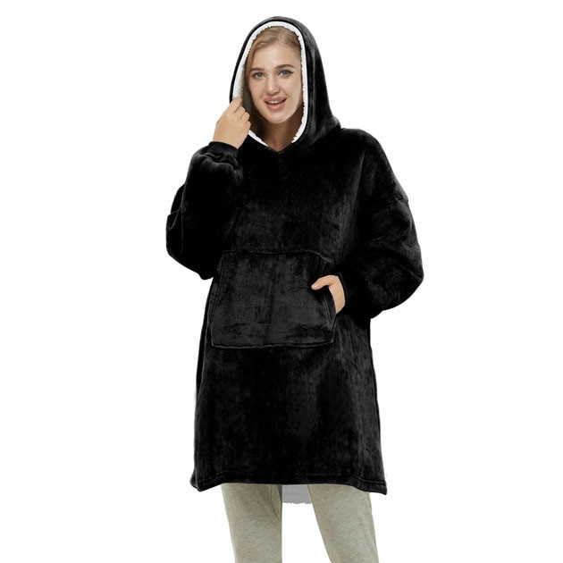 Толстовка плед для взрослых и детей, Двухсторонняя толстовка плед халат Новогодний с рукавами KO-19 Львов - изображение 2