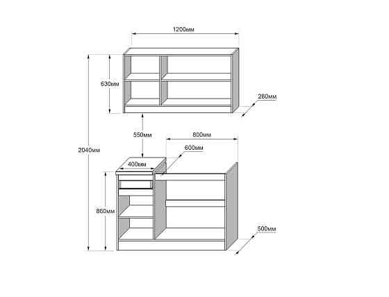 Кухня модульна Эверест Оптима набор №5 Графит 1,2 м (без столешницы) (DTM-5710) Львов