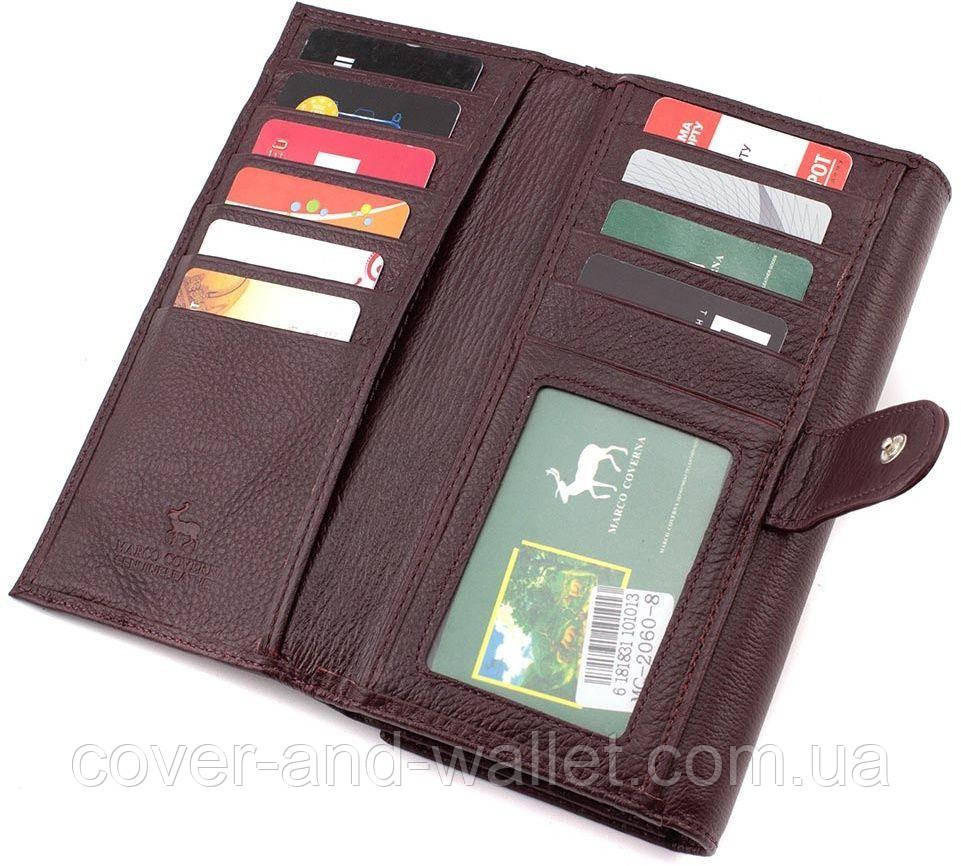 Женский большой кошелёк с отделом для визиток из натуральной кожи (коричневый ) Marco Coverna Киев - изображение 5