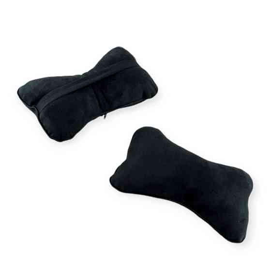 Подушки шеи на подголовник (2шт) читстые, 250х170мм, велюр черные для Мукачево