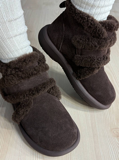 Ботинки женские Hengji 13-6 угги замшевые на меху с опушкой коричневые, 41, 25,5 см Киев - изображение 4