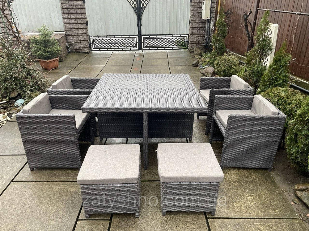 Ротангові меблі вуличні складні з пуфами та подушками Київ - фото 6