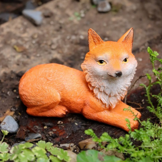 Фігурка Лисичка 11 х 7 см Помаранчева з полістоуну для вазону, флораріуму. міні-саду Оранжевый1 Одеса