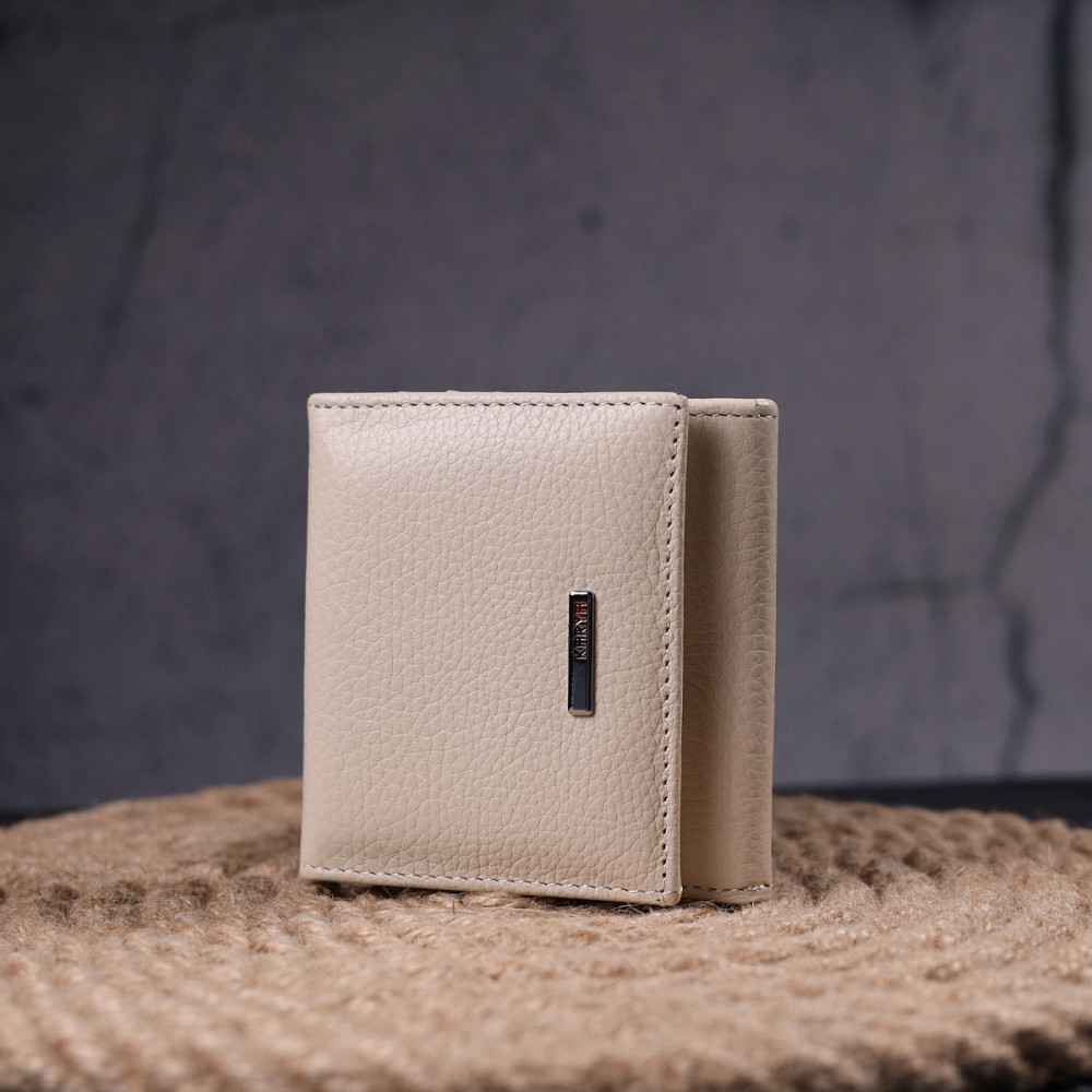 Маленький женский кошелек с монетницей из натуральной кожи KARYA 21377 Молочный Киев - изображение 9