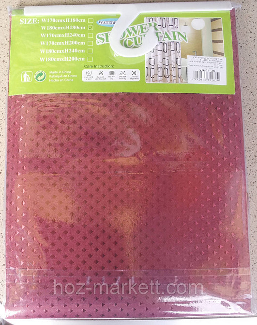 Шторка в ванную однотонная бордовая Харьков - изображение 2