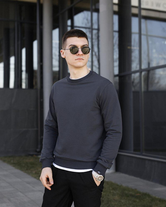 Свитшот мужской однотонный темно-серый Pobedov 001 Киев - изображение 1