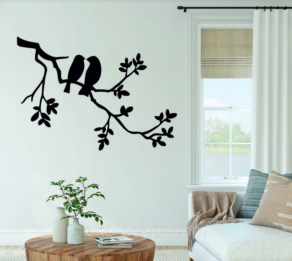 Декоративное настенное Панно «Две птички», Декор на стену 70*49 см, Черный Киев - изображение 4