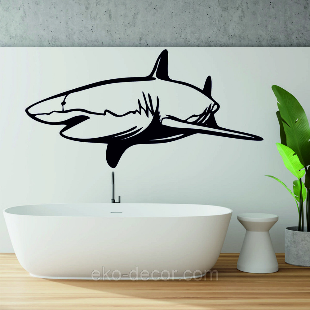 Декоративное настенное Панно «Акула» Декор на стену 70*34 см, Черный Киев - изображение 2