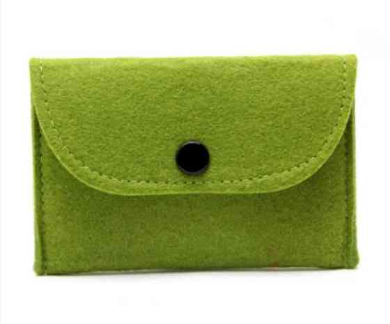 Кошелек для монет текстильный на кнопке зеленый Киев