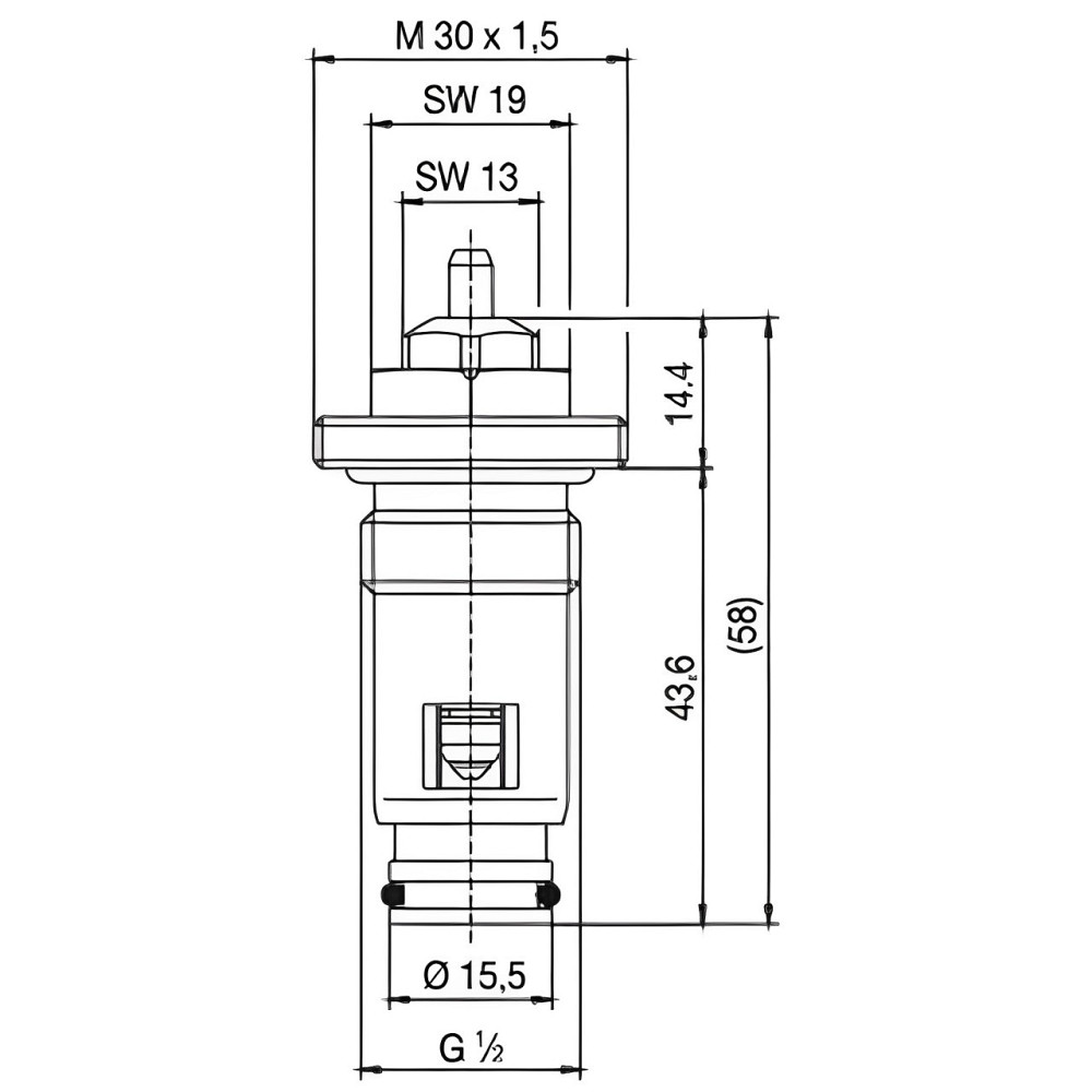 Клапан INNER під термоголовку М30x1,5 панельного радіатора 1/2| Н IIM30 CRISTAL (в трубу) Київ - фото 4