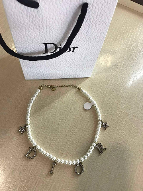 Брендовая подвеска Диор/Dior, позолота / подвеска жемчуг с буковками Одесса - изображение 1