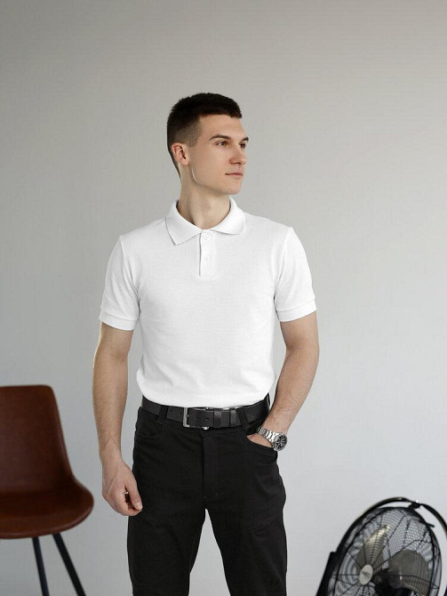 Біле базове чоловіче поло веса/літо Pobedov Royal Batal Київ - фото 6