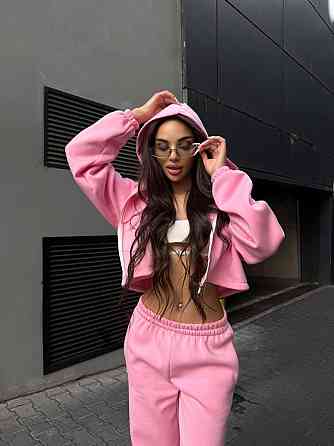 Утепленный женский костюм двойка в спортивном стиле трехнитка на флисе Барби, 42/44 Одесса