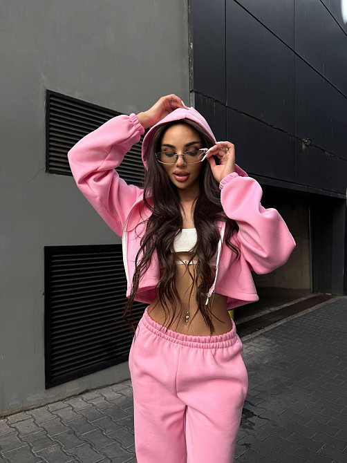 Утеплений жіночий костюм двійка у спортивному стилі тринитка на флісі Барбі, 42/44 Одеса - фото 4