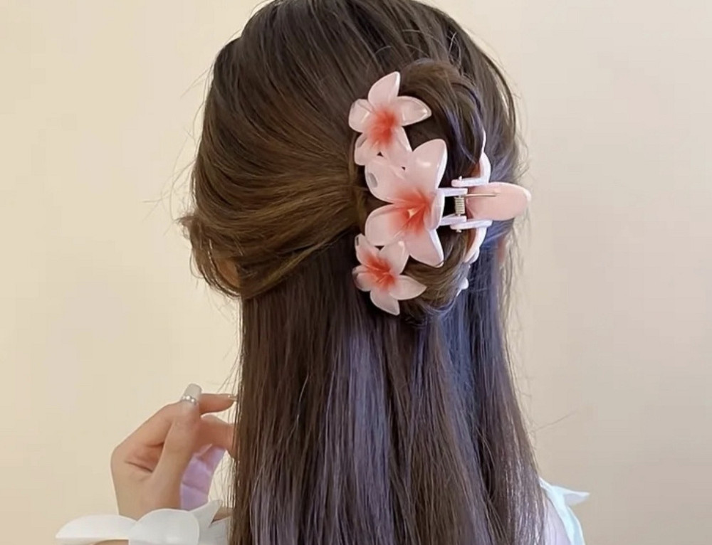 Заколка-крабік квітка 9 см Персиковий Сміла - фото 2