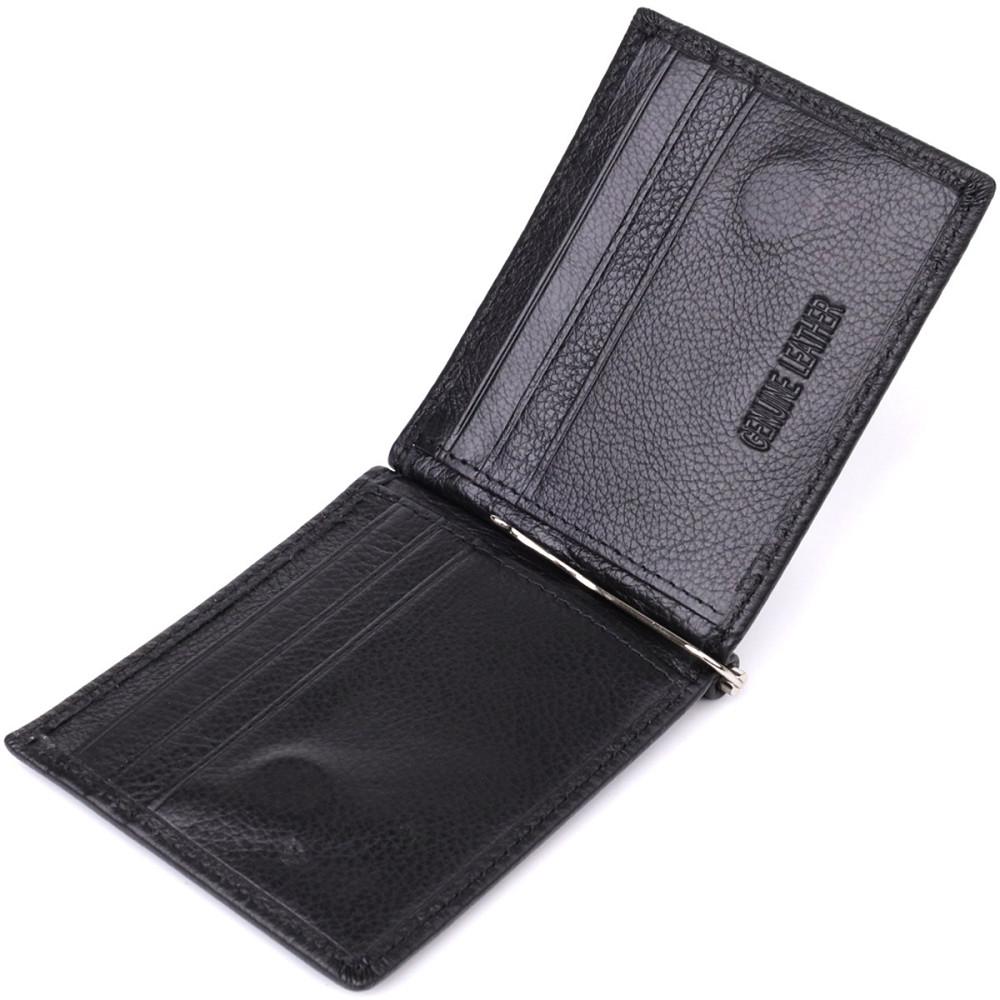 Мужской кошелек с металлическим зажимом из натуральной кожи ST Leather 23092 Черный Киев - изображение 5