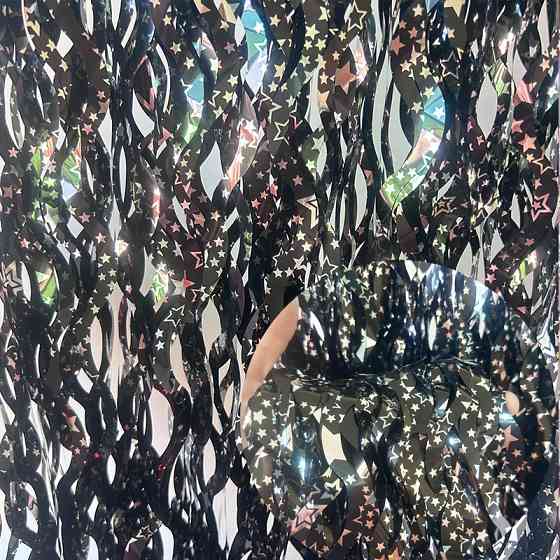 Дождик для фотозоны волнистый с принтом звезд 2 м на 1 м черный Киев