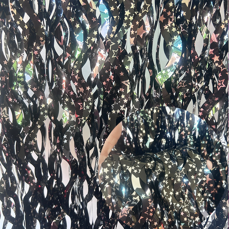 Дождик для фотозоны волнистый с принтом звезд 2 м на 1 м черный Киев - изображение 1