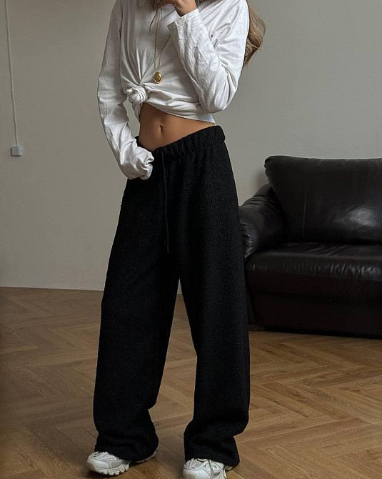 Жіночі стильні теплі штани барашек  на велюрі Одеса - фото 1