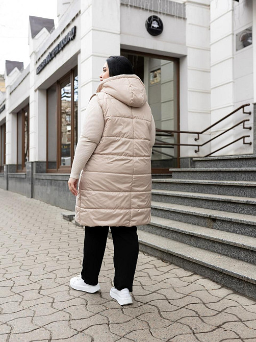 Женская удлинённая демисезонная жилетка. Длинный жилет женский 46-74р Киев - изображение 3