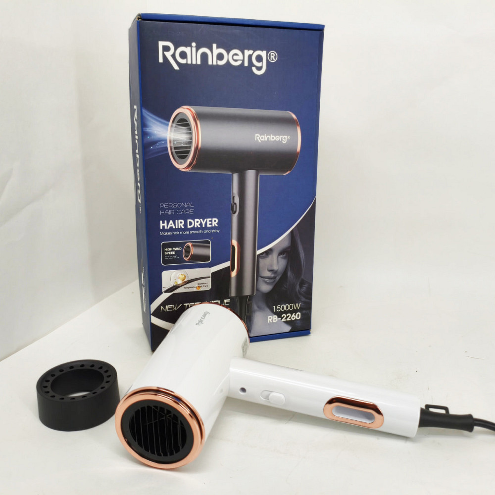Фен стайлер Rainberg RB-2260 для волос 3 скорости 3 режима температуры Ионизация 1500Вт White LY-66 Львов - изображение 18