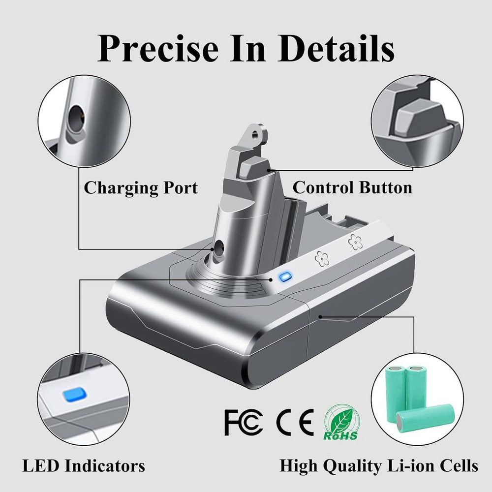 Аккумулятор для Dyson V6 SV03 SV05 SV06 SV07 SV09 DC58 DC59 DC61 DC62 DC72 DC74, Замена батареи 21.6В 4500 мАч Киев - изображение 5