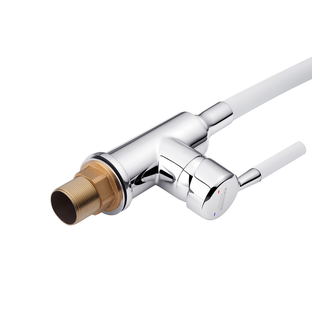 Смеситель для кухни с гибким изливом Kroner KRM Kuche - C132WHI белый/хром Киев - изображение 7