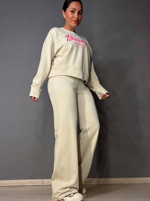 Костюм женский Quzen 485-485 Barbie оверсайз свитшот и брюки палаццо светло бежевый, світло-бежевый, M Киев - изображение 18