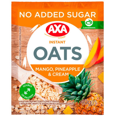 Пища быстрого приготовления АХА Каша Овсяная со сливками, манго и ананасом без сахара 40 г (4820237692047) Винница - изображение 1