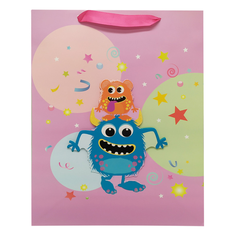 Подарунковий пакет "Монстрики" 2373L, 40 х 30 х 0,1 Фіолетовий Вінниця - фото 1