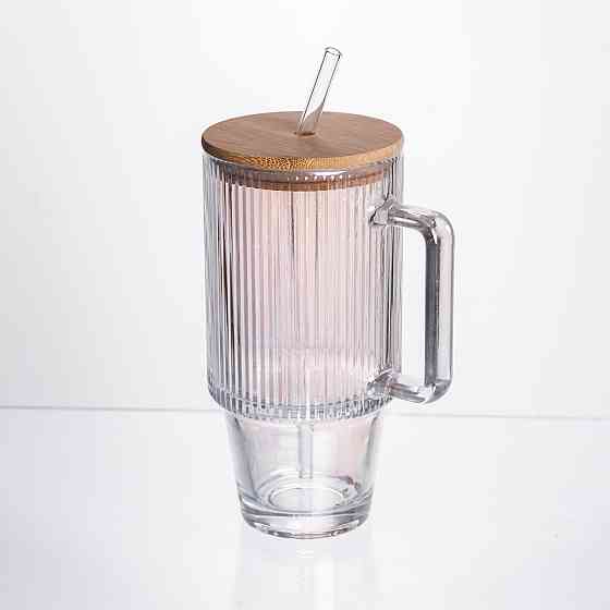 Кружка скляна з кришкою і трубочкою 750 (мл) HP-19-49 Київ