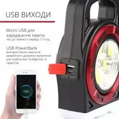 Мультифункциональный кемпинговый фонарь Hurry-bolt HB-6678C 20W с солнечной панелью и фукцией павербанка Коломия
