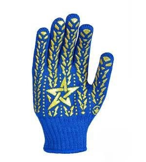 Рукавички 587 трикотаж 280 текс з малюнком ПВХ Зірка р.10(XL) клас 7 блакитний ДКГ Житомир - фото 1
