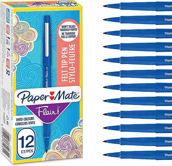 Ручка Paper Mate Flair 1.1 мм синяя набор 12 фетровая средняя Киев