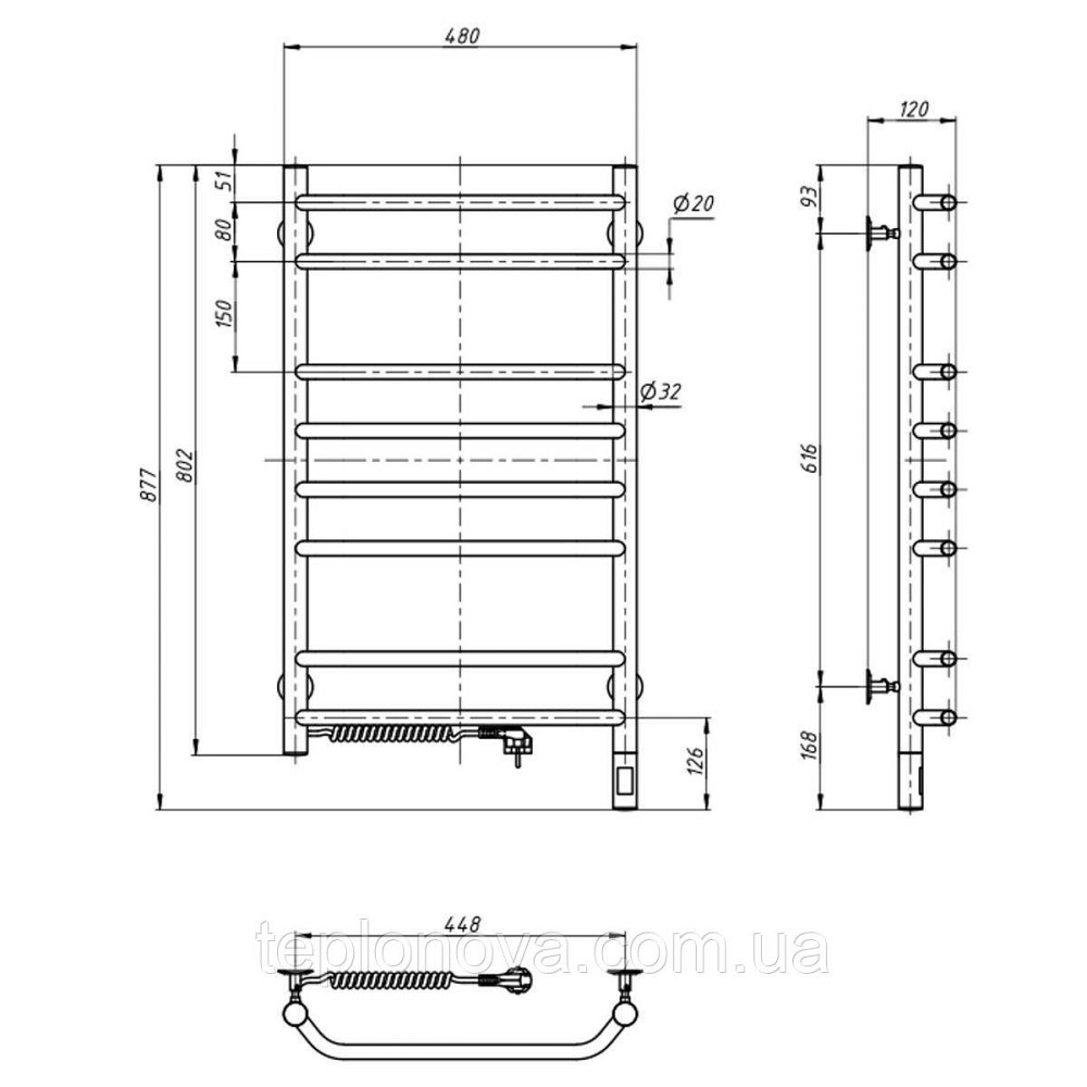 Сушарка для рушників Блюз 480х800 Sensor ліва з таймером Чернівці - фото 4