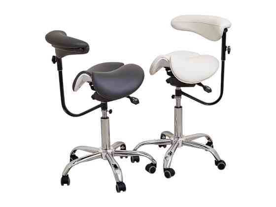 Стілець-сідло для майстра 8016-2, зі спинкою, роздільне сидіння, 3 регулювання Чорний Київ