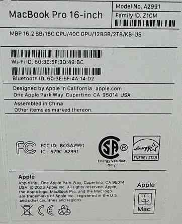 Новий Apple Macbook Pro 16 2023 M3 Max 128GB SSD 2TB SSD Space Black. Киев